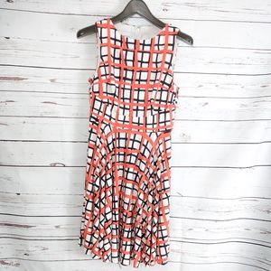 Donna Morgan Navy White & Orange Dress US 6